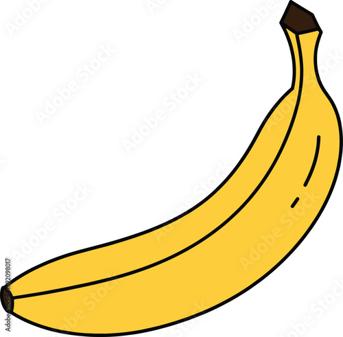Single Yellow Banana Illustration on White Background Simple and Clean