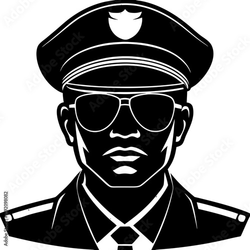 Police Officer Headshot Silhouette