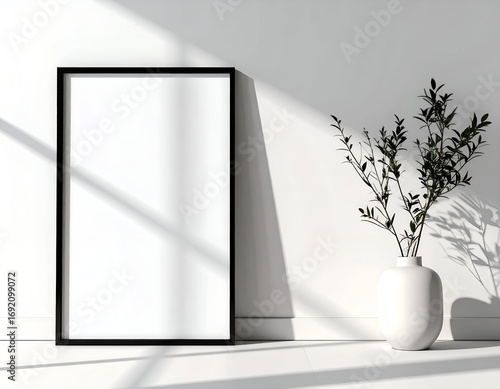 Blank Frame Mockup with Minimalist Decor