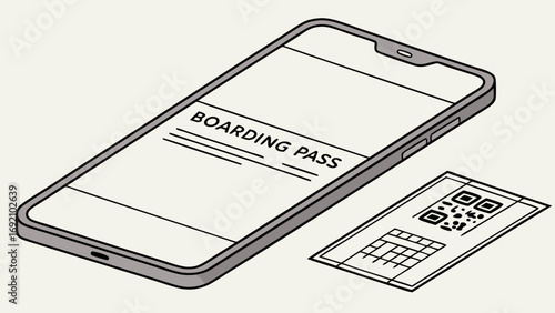 Digital and Physical Boarding Pass Concept: Smartphone with Mobile Ticket and QR Code for Seamless Travel Experience
