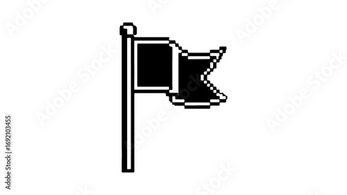 Pixelated flag on pole with transparent background