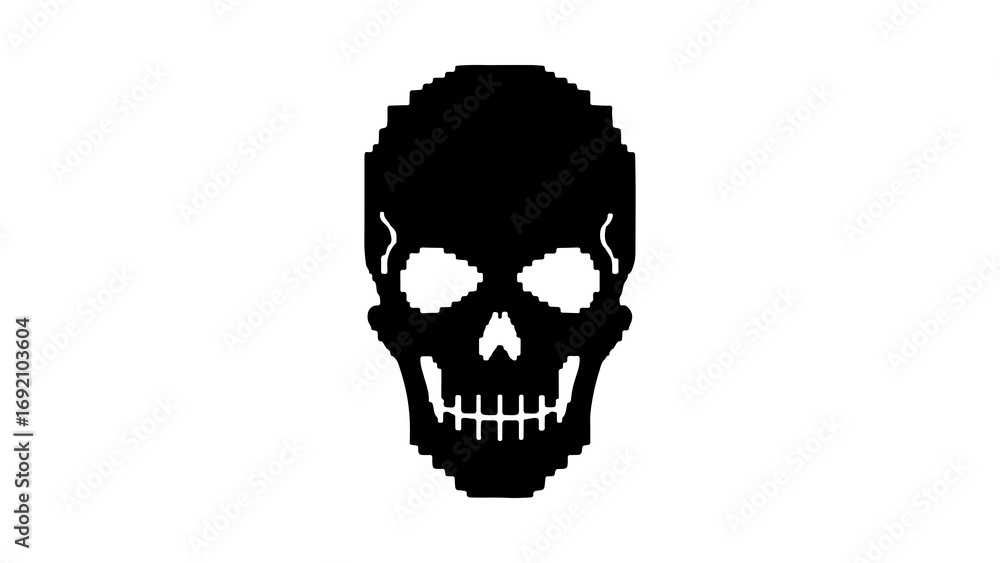 Fototapeta premium Pixelated skull with transparent background