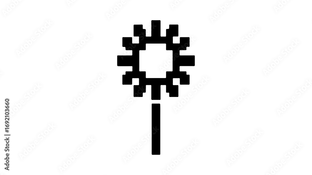 Obraz premium Pixelated sunflower icon with transparent background