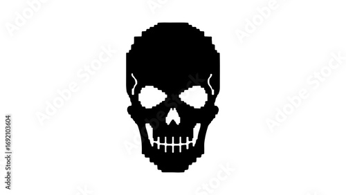 Pixelated skull with transparent background