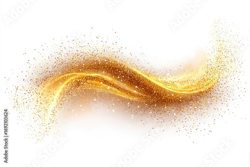 Abstract gold wave design with glittering particles