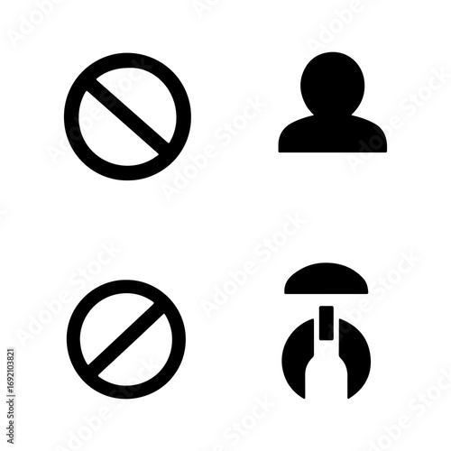 Prohibited user icon set with transparent background