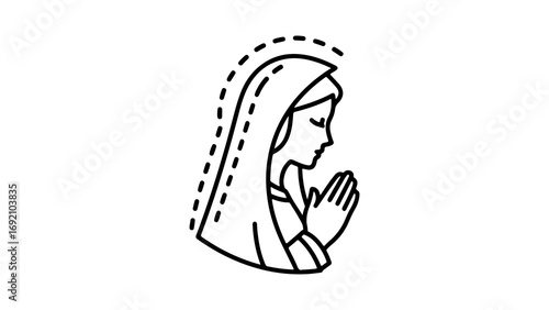 Praying woman outline with transparent background