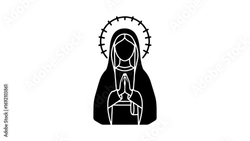 Praying woman icon with transparent background