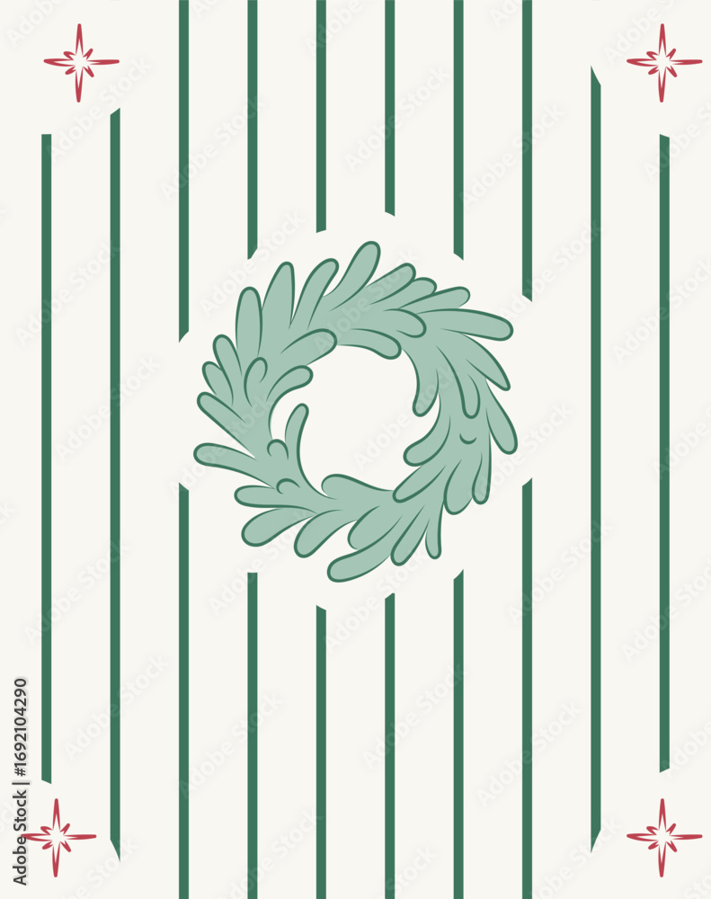 Obraz premium Christmas Wreath with Lines Background
