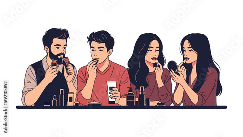 Diverse group of young adults enjoying a casual gathering with drinks and snacks showcasing friendship and relaxed social interaction in a modern setting