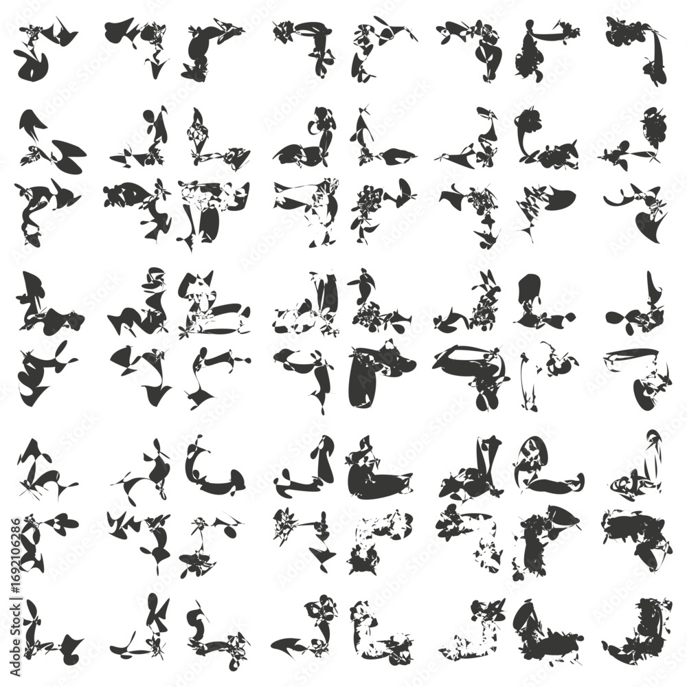 Naklejka premium Abstract butterfly pattern. Black vector illustration. Flying insects art. Random decorative elements. EPS 10.