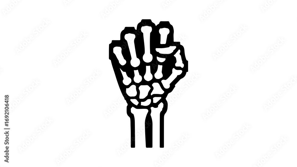 Fototapeta premium Skeleton hand raised in fist with transparent background
