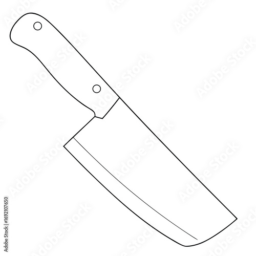 Outline drawing of a cleaver knife on a white background kitchen knife