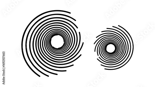 Spirals concentric circles with transparent background