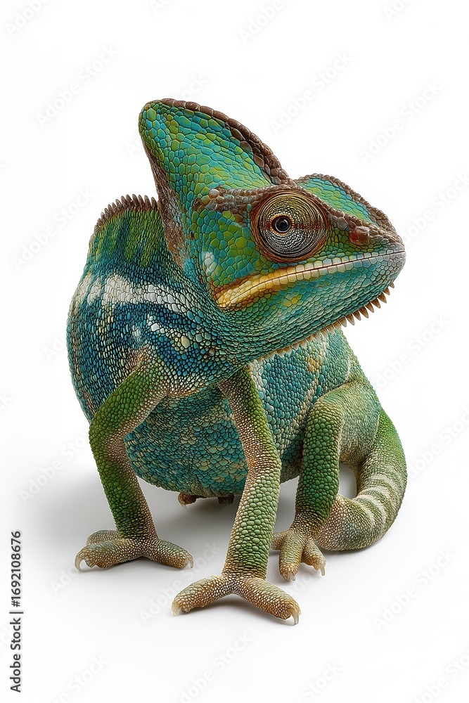 Obraz premium Veiled chameleon posing on white background