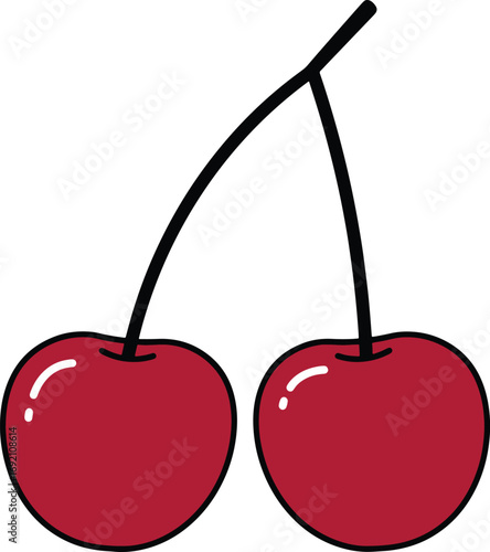 Two Red Cherries Clipart Illustration