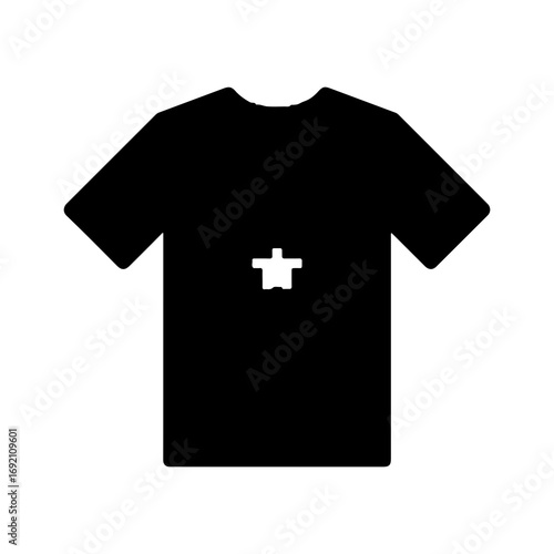 T-shirt with plus sign symbol with transparent background