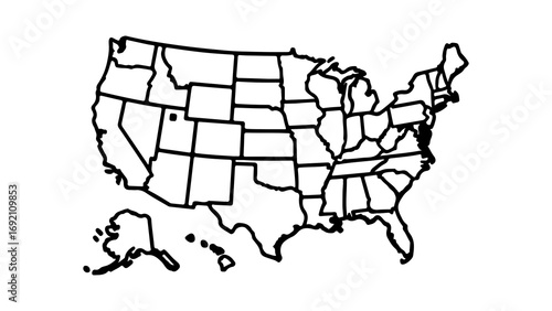 United States map outline for geography and education