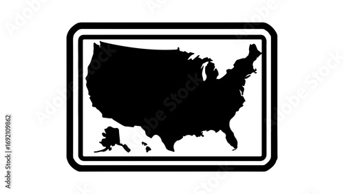 United States map outline in black with transparent background