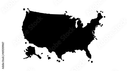 United States map outline with transparent background