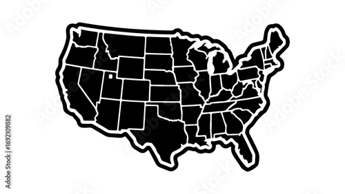 United States map outline with transparent background