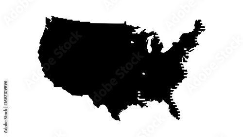 United States map outline with transparent background