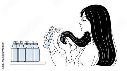Young woman with long dark hair holding a glass of water with ice cubes and a condensation effect next to a modern water cooler dispenser