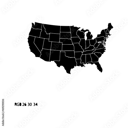 United States map outline with transparent background
