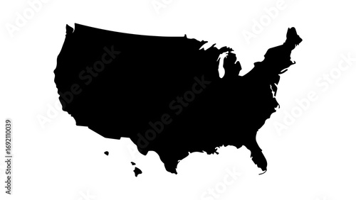 United States map outline with transparent background