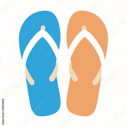 Colorful Flip-Flops: Blue and Orange Summer Footwear