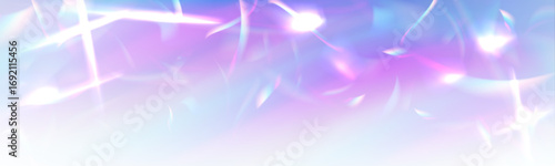 Crystal flare and glowing diamond beam with rainbow spectrum glow and transparent background. Soft bokeh lights float around, enhancing the ethereal mood. Ideal for luxury or fantasy visuals.
