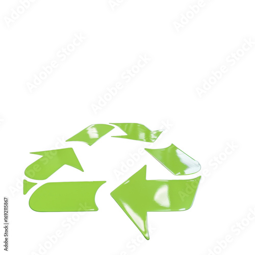 Bright green recycling symbols scattered on a white background promoting sustainability and environmental awareness