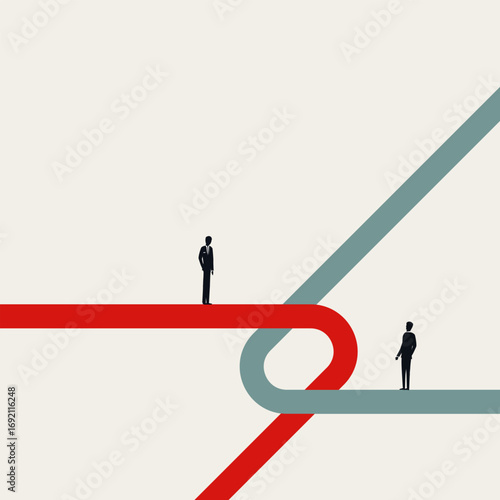 Business merger and connection vector concept. Symbol of partnership, collaboration. Minimalist design eps10 Illustration.