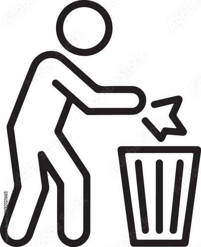Stylized icon of a person throwing trash into a bin