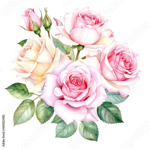 Pastel roses bouquet illustration