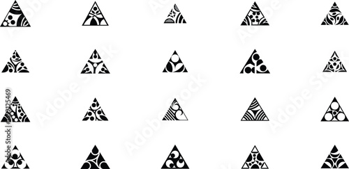 Black Geometric Ornaments on White Triangles pattern