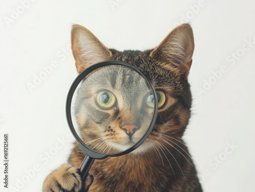 cat and magnifying glass