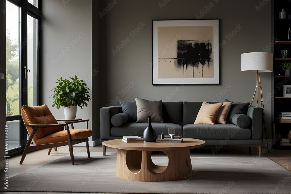 Obraz premium Cropped view of the living room stylish interior with table