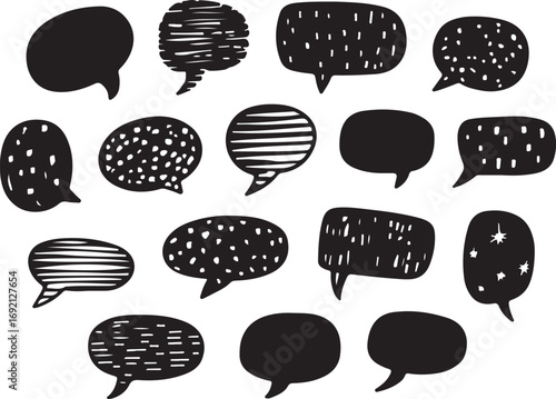 Hand Drawn Speech Bubbles Vector Set for Communication and Conversation Art