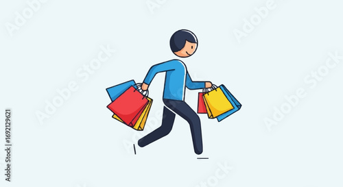 Person with Shopping Bags Vector Icon