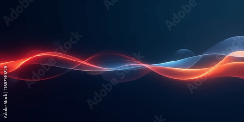 Abstract blue wave background with glowing neon lines and dynamic curves, a futuristic motion art