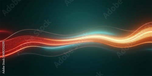 Dynamic light waves create a colorful flowing abstract curve pattern for a modern vector illustration background