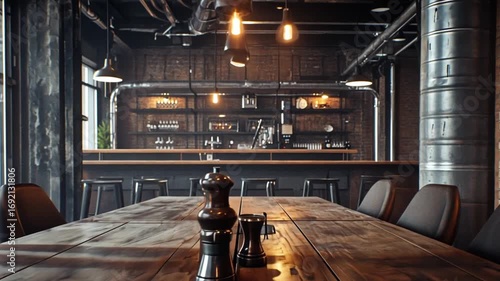 Industrial style restaurant interior design