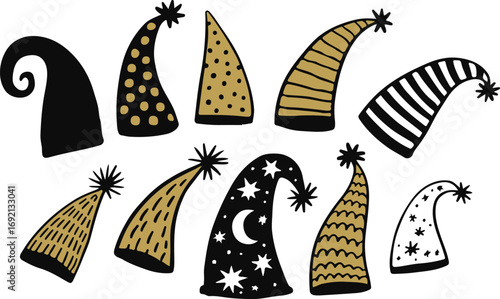 Whimsical Nightcap Collection Vector Art Sleepy Hats for Dreamy Bedtime Designs