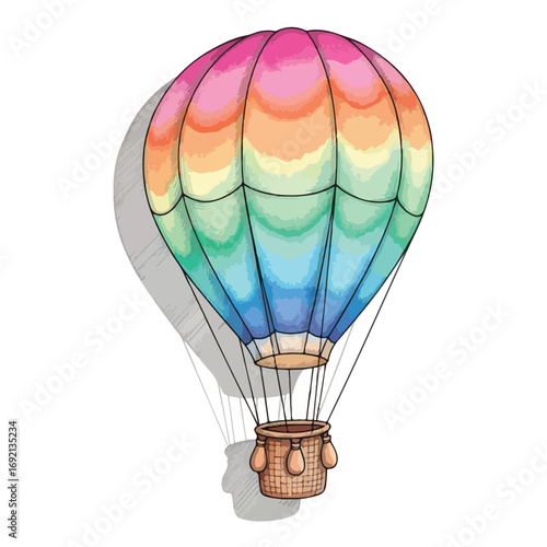 Vector art of colorful hot air balloon sketch