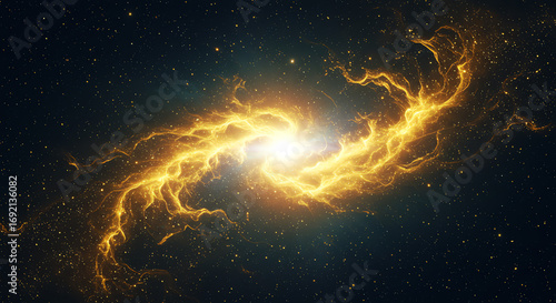Gold galaxy cosmic light space burst effect