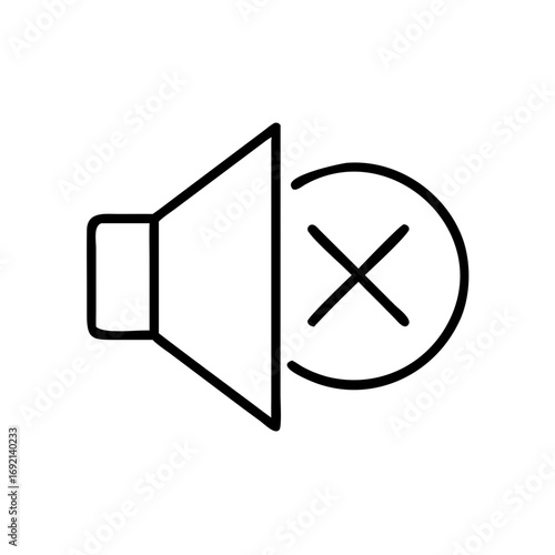 Mute icon with speaker and cross mark in minimalist design  