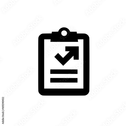 Clipboard and left arrow symbol illustration for back navigation task management and revision tracking