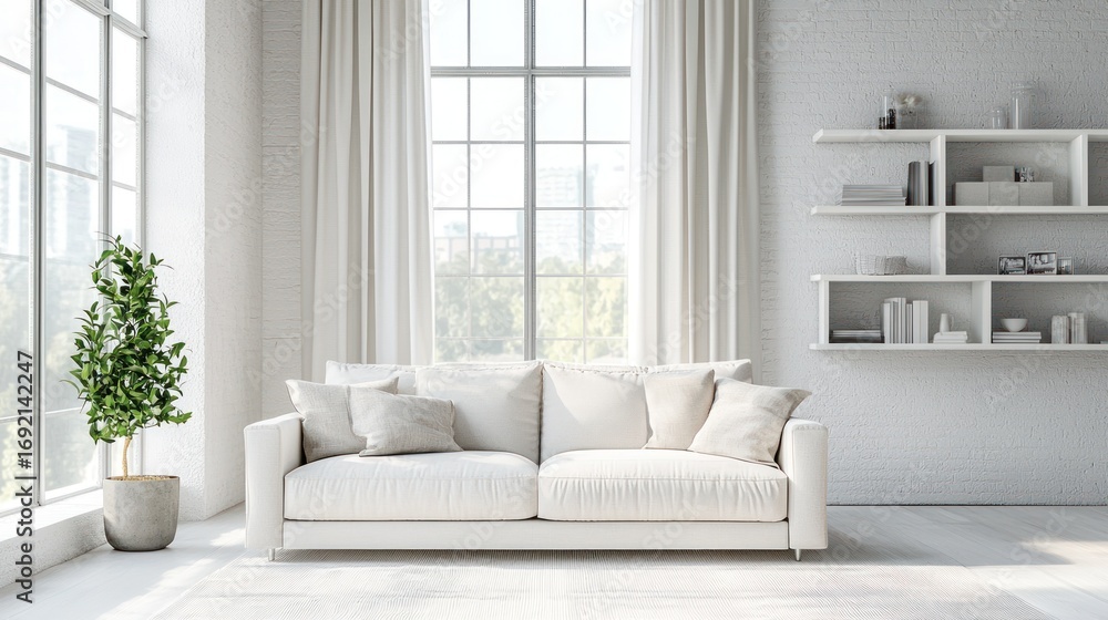 Fototapeta premium White living room interior