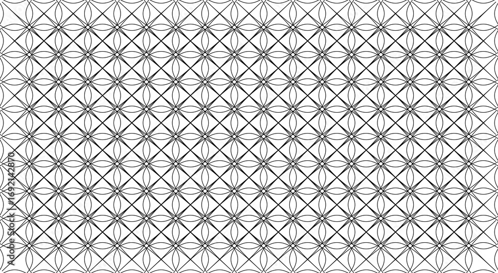 Fototapeta premium Geometric pattern of interlocking circles and diamonds